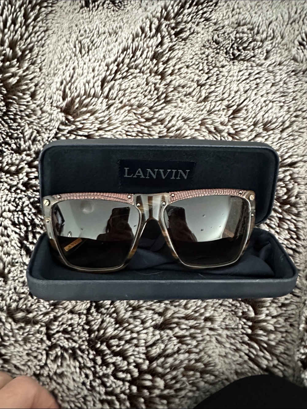 Lanvin Brown Gradient Shield Sunglasses with Rose Gold Trim